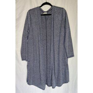 Maurices Open Front Knit Cardigan Large Metallic Blue/Gray Casual Stretch